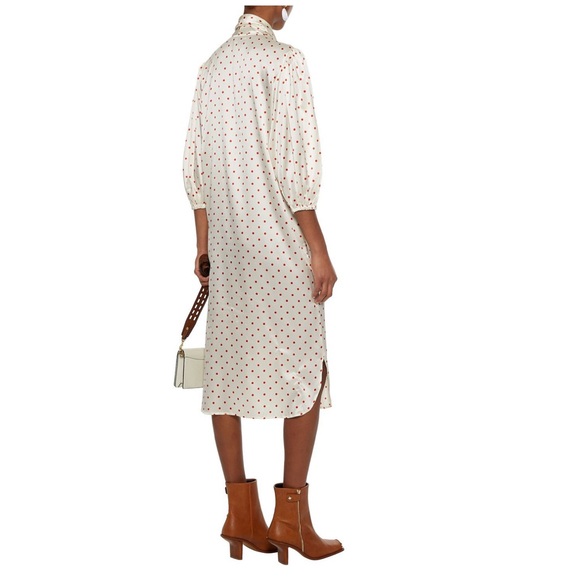NWT Ganni Pussy-bow polkadot Stretch Silk dress 10 - Picture 3 of 12